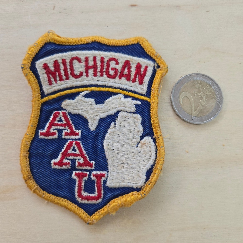 VTG Michigan AAU Patch Blue Red White Amateur Athletic Union Shield Sew On Small